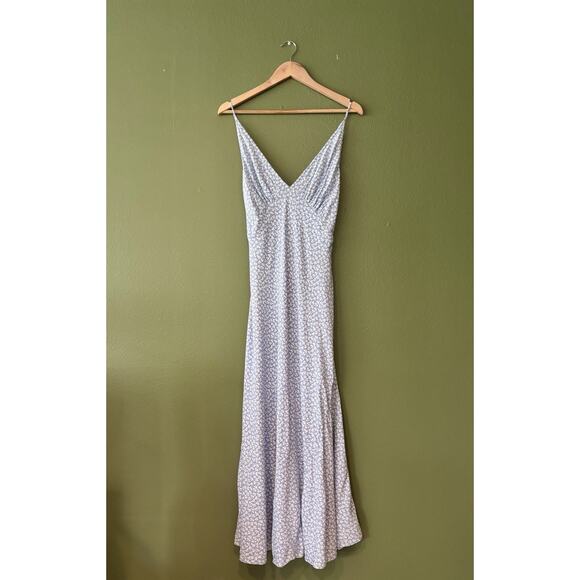 Doen Womens Sonia Floral Printed Cerulean Blue Hillside Long Maxi Gown Dress L - Picture 4 of 11